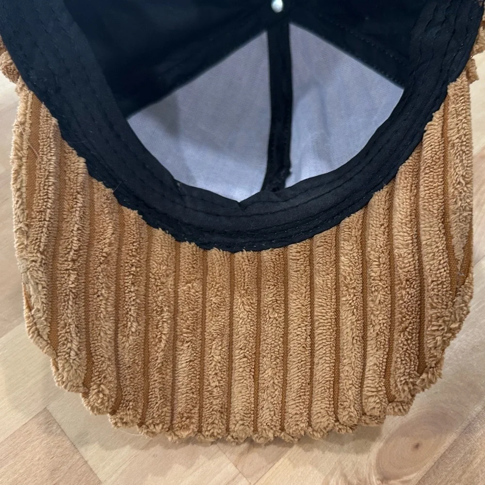 New! Brown Plush Corduroy Baseball Cap Adjustable Velcro Strap Back in Tan - Picture 8 of 12